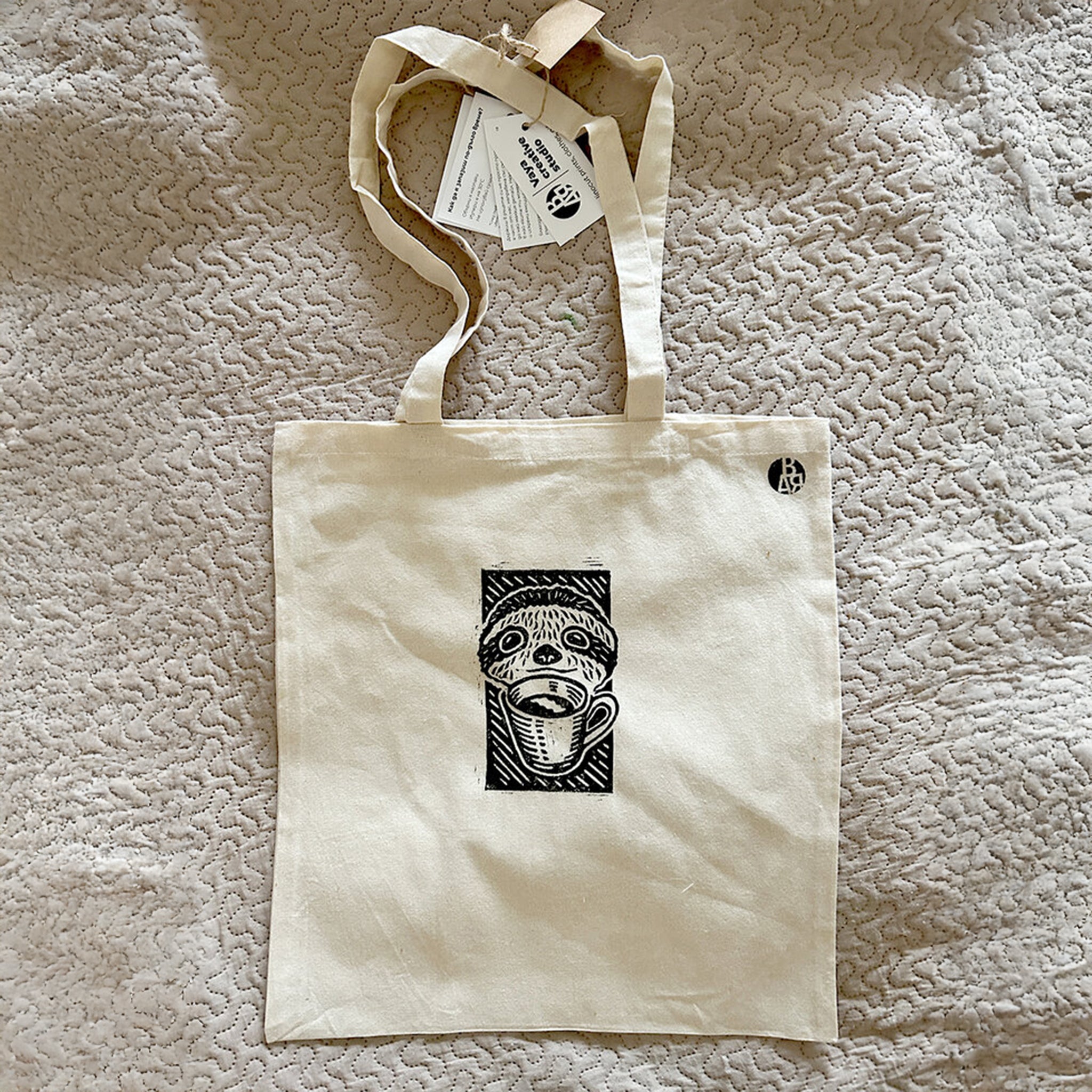 Текстилна торбичка Ленивец с кафе