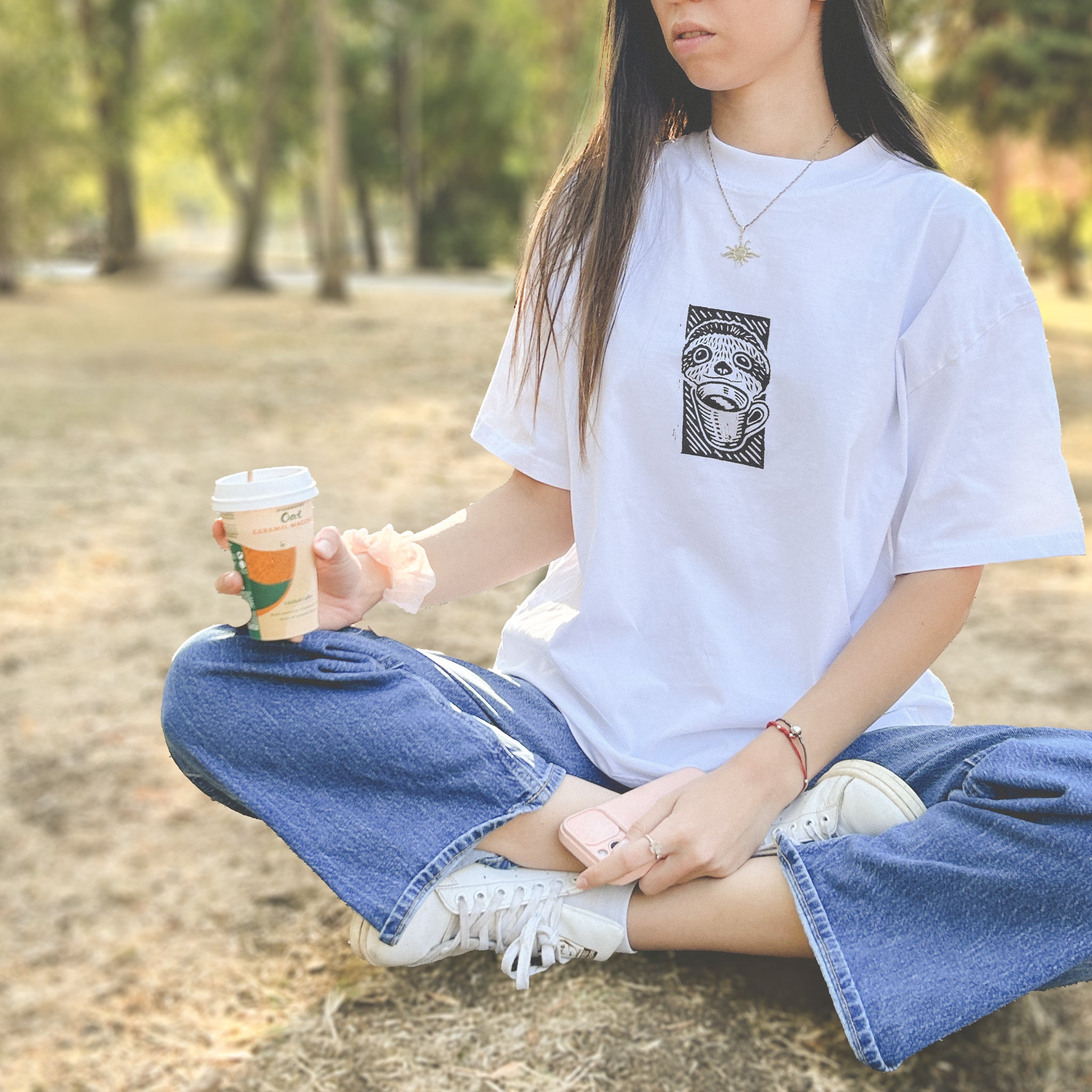 Ленивец с кафе | Oversize Fit тениска